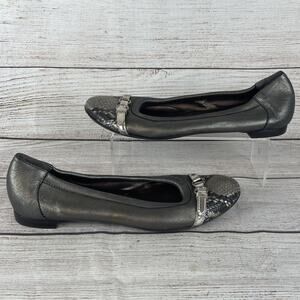 AGL Monika Cap Toe Womens Sz EU 42 US 9 Ballet Flats Metallic Gray Snakeskin